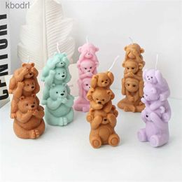 Craft Tools Animal Stackers silicone candle Mould Jenga soap Mould Turtle Figurine Bear Cat Rabbit Pyramin craft gift decor scented YQ240115