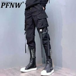 Men's Pants PFMARIN men's workwear pants embroidered jogging tech suit pockets gothic hip-hop harem streetwear summer 12A2474 YQ240115