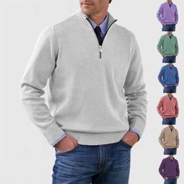 AutumnWinter European and American Mens Large Size Knitted Shirt Zipper Woolen Warm Bottom Sweater 240115