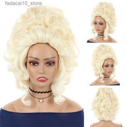 Synthetic Wigs JOY BEAUTY Marie Antoinette Cosplay Wigs Princess Medium Curly Heat Resistant Synthetic Hair Wig + Wig Cap Q240115