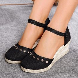 Sandals 2024 Platform Female Wedge Zapatos Para Mujeres Elegant Ladies Pantuflas Summer Braided Buckle Boho Sandalias Pumps