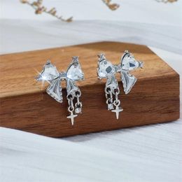 Backs Earrings Exquisite Rhinestone Bowknot Fake Piercing Fashion Small Zircon Bow Star No Hole Clip On For Women Party