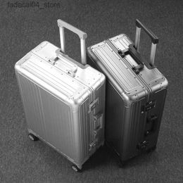 Suitcases New German all-aluminum luggage men's pull rod suit metal business 20 boarding alloy travel female 24 combination box Q240115