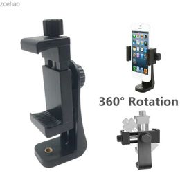 Tripods Universal Tripod Mount Adapter Cell Phone Clipper Holder Vertical 360 Rotation Tripod Stand for iPhone Samsung RedmiL240115