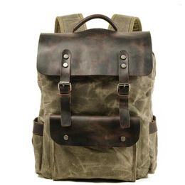 Backpack Large Capacity Women Men Laptop Backpacks School Book Daypack Waterproof Canvas Leather Travel Mochila Masculina