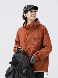 Japanese jacket, unisex autumn windproof and wear-resistant zipper work suit, hooded men's jacket