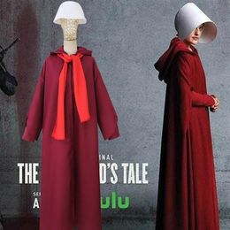 The Handmaids Tale Offred Red Dress Cloak Cosplay Costume230f