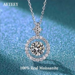 AETEEY 1CT D Color Real Round Pendant Necklace For Women Lab Diamond S925 Sterling Silver Fine Jewelry Gift NE019 240115