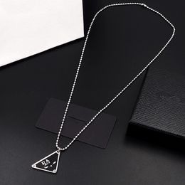 Designer Silver Color Prad Necklace Women Men Triangle Letters punk Enamel Cool Street Woman Pendants Necklaces Luxury jewlery