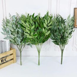 Decorative Flowers Artificial Silk Willow Bouquet Fake Plant Leaves For Wedding Home Garden Vase Decoration Christmas Party DIY Flower