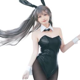 Anime Rascal Does Not Dream of Bunny Girl Sakurajima Mai Cosplay Sexy Jumpsuit Wig Costume2692