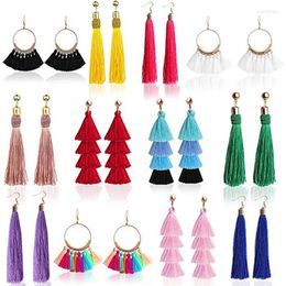 Dangle Earrings 12 Pairs Tassel For Women Fashion Bohemian Colourful Layered Long Thread Dangly Tiered Drop