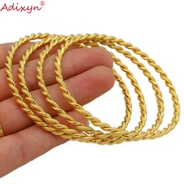 Adixyn 4pcslot Twisted Bangle Gold Color Dubai African Bracelet Arab Middle East Bridal Wedding Jewelry N071017 240115