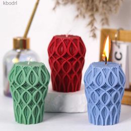 Craft Tools Geometric Diamond Cylindrical Silicone Candle Mould DIY Handmade Vase Shaped Scented Soap Making Plaster Resin Mould Home Decor YQ240115