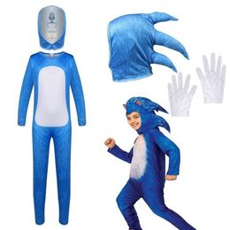 Children Sonic the Hedgehog Video Game Anime Cosplay Halloween Carnival Party Jumpsuits Mask Costume for Kids Dress Up290s