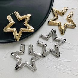 Hoop Earrings Freetry Exaggerated Star Shaped Bamboo For Women Big Statement Punk Weddings Banquet Party Jewellery Gift