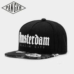 PANGKB Brand Amsterdam CAP blazin city black flower hip hop hat for men women adult outdoor casual sun baseball cap 240113