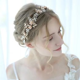 Headpieces 2019 Delicate Gold Floral Leaf Headpiece Bridal Hair Crown Vine Crystal Wedding Headband Tiara Women Hair Jewelry