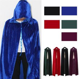 Adult Men Women Velvet Hooded Halloween Costumes Cloak Mediaeval Witch Vampire Magician Cape Fancy Dress Cosplay Coat252u