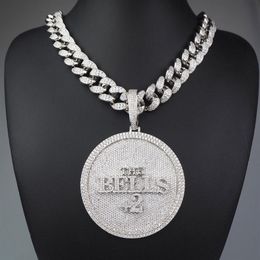 Iced Out Number 44 Large Size Diamond Round Pendant Necklace 18K Gold Plated Mens HipHop Bling Jewellery Gift288U