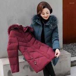 Women's Trench Coats 2024 Winter Fashion Coat Hooded Thick Warm Mid-length Outerwear Women Parkas Middle Aged Female Down Cotton Jacket 5XL