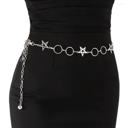 Belts Hollow Out Circle Metal Star Waist Chain Fashion Belt Women'S Silver Waistband Hip Hop Style Belly Dress Accessories