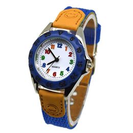 Leuke Jongens Meisjes Quartz Horloge Kinderen Kinderen Stof Band Student Tijd Klok Horloge Kleurrijke Nummer Wijzerplaat Verjaardagscadeautjes 240115