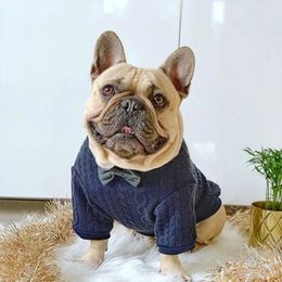 Moda cão casaco laço roupas para animais de estimação para cães pequenos médios buldogue francês sólido pet camisola pug animais de estimação cães roupas ropa perro 240113