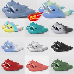 2024 designer shoes woman sandal Summer Shark Slippers For Men Couples Indoor Outdoor Shark Slides Thick Soled Shoes Kids flat sandals Gradient Flip Flops