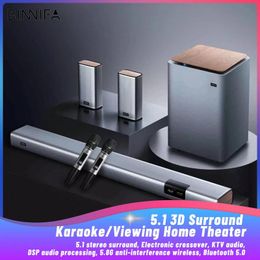 Speakers BINNIFA Simulate 5.1 Surround Karaoke Home Theatre Live3D 5.8G AntiInterference Wireless Microphone DSP Subwoofer Speaker Bass