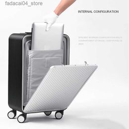 Suitcases All-aluminum high quality travel luggage 20 inch 24 inch trolley suit front opening large-capacity carry on trolley Q240115