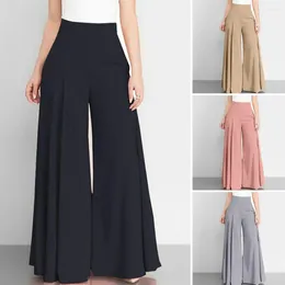 Women's Pants Women Sporty Trousers High Waist Wide Leg Culottes Solid Color Zipper Closure For Dance Performance