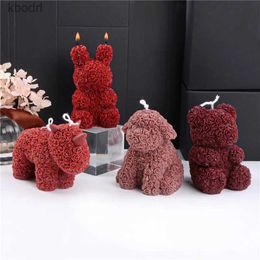 Craft Tools 3D Rose Bear Candle Silicone Mold Handmade Geometric Aromatherapy Candle Gypsum DIY Bear Shaped Cake Chocolate Molds Craft Gifts YQ240115