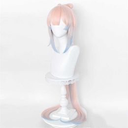 Game Genshin Impact Kokomi Cosplay Wig Long Light Pink Blue Heat Resistant Synthetic Hair s Cap Y0913290S