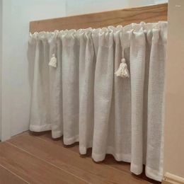 Curtain Beige Retro Cotton And Linen Short Curtains For Cosy Ambience Nordic Style Door Blackout
