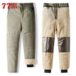 Men's Pants Winter Padded Men Fleece Liner Graphene Zip Pockets Casual Fashion Warm Straight Windbreak Thick Trousers Male 2024