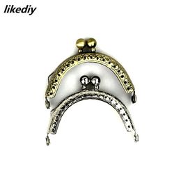 10 PcsLot 65 CM Antique Bronze Silver Size Bead Head Semicircular Metal Coin Purse Frame Kiss Clasp DIY Bag Accessory 240115