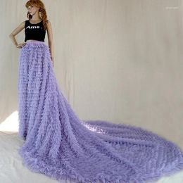 Skirts Luxury Layered Tulle Skirt Long Train Ruffles Women Prom Party Custom Made Tutu Tiered Formal Bridal