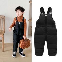 Vinter jumpsuit för barn pojkar overaller bomull tjocka varma flickor byxor barn ski ner bomulls overall kläder 1-5 år 240115