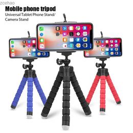 Tripods Tripods for Mobile Phone Camera Holder Clip Smartphone Tripe Stand Flexible Sponge Octopus Mini Tripod Stand for Phone CameraL240115