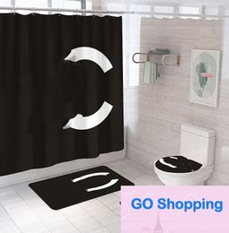 Fashion Cool Print Shower Curtains Sets High-grade three-piece Must Set Bathroom Anti-peeping Non-slip Deodorant Bath Toilet Mats