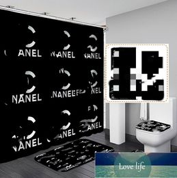 All-match Letters Toilet Seat Covers Bath Shower Curtains Set Non Slip Toilet Mats Fashion Bathroom Accessories Home Decor