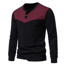 Men's Casual Shirts Blouse Men Stretch T-Shirts Tops Undershirt Warm Autumn Windproof Breathable Winter Button Down Colorblock