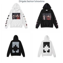 Men's Hoodies Sweatshirts Off White Designer Mens Fashion Finger Print Now Hooded Oversize Trendy IQCE