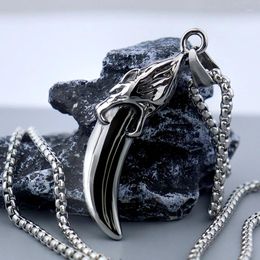 Pendant Necklaces Viking Stainless Steel Wolf Tooth Necklace Vintage Punk Lion Nordic Lobo Amulet Men Chains Jewellery Drop