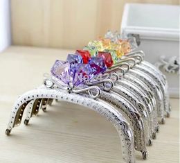 Free 125CM arc Crystal diamond stone Candy bead Coins purse frame silver Kiss Clasp Metalopening Bag accessories 10pcs 240115