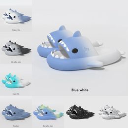 2024 Summer Shark Slippers Mens Fashion Slippers Solid Color Casual Home Shoes Eva Non-slip Shoes Womens Beach Shark Slides 36-45