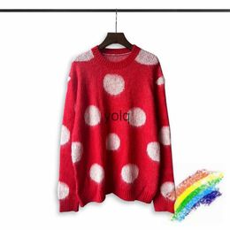 Men's Sweaters Mohair Knit Red Dots Sweater Men Women B Quality Round Ne Oversize Sweatshirtsyolq