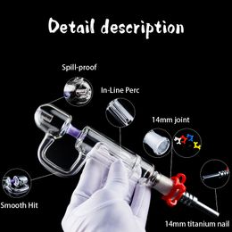 Headshop666 NC063 Hookah Smoking Pipes 14mm Ceramic Quartz Nail Clip In-Line Water Perc Dab Rig Glass Bongs Portable Handle Bubbler 4 Models