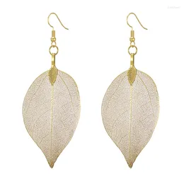 Dangle Earrings LOVBEAFAS Natural Real Leaf For Women Girls Lightweight Filigree Unique Evergreen Dipped Genuine Jewelry Gift